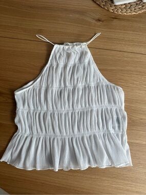 H&M White Halter Ruffle Camisole